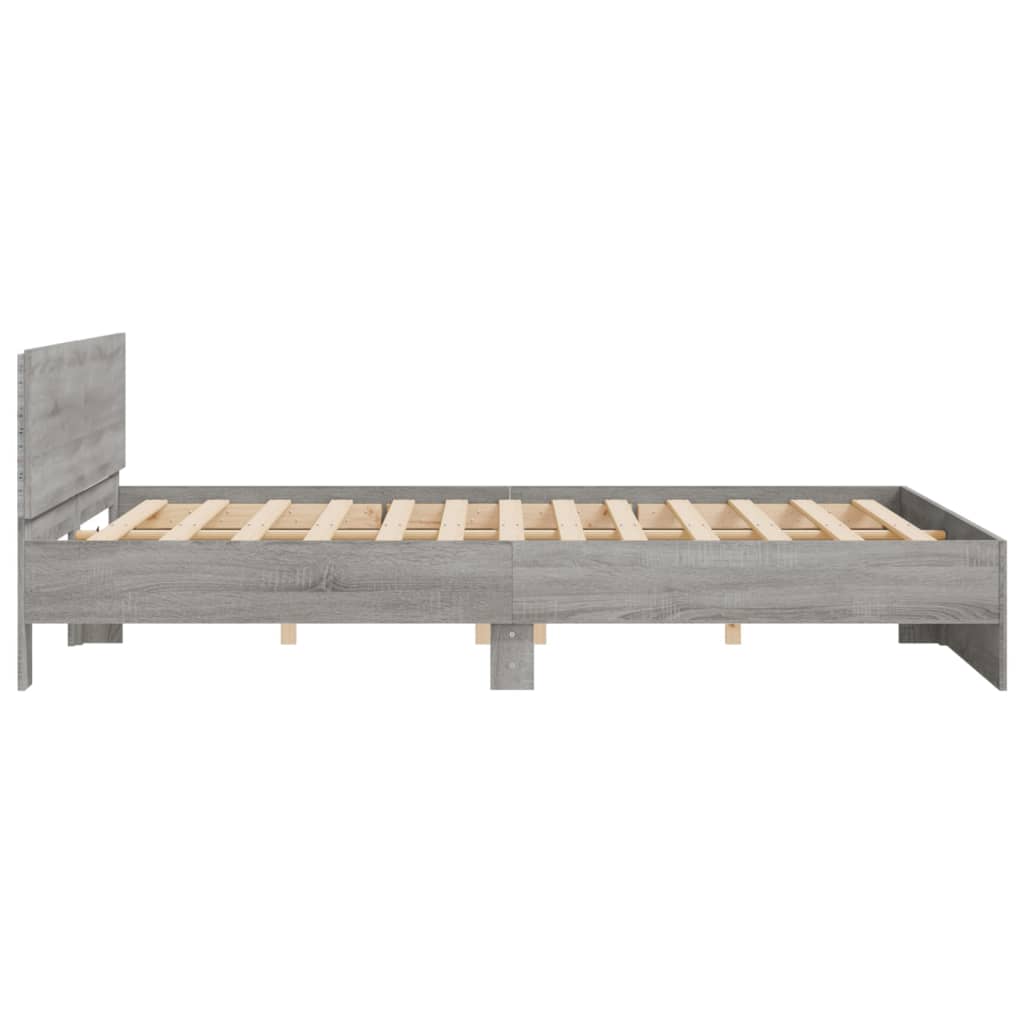 Cadre de lit avec LED sans matelas sonoma gris 180x200 cm