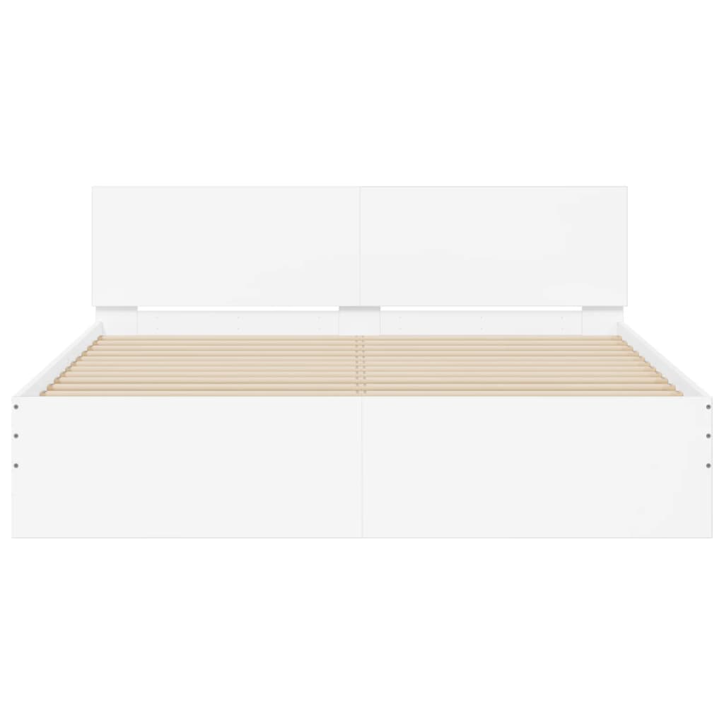 Cadre de lit avec LED sans matelas blanc 160x200 cm