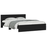 Bed frame with LED without mattress black 160x200 cm