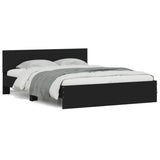 Bed frame with LED without mattress black 160x200 cm