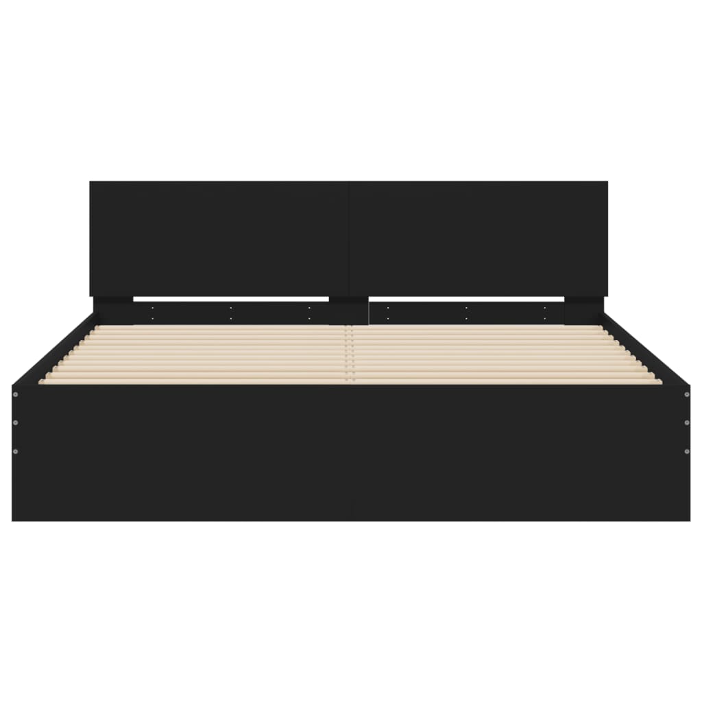 Bed frame with LED without mattress black 160x200 cm