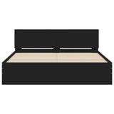 Bed frame with LED without mattress black 160x200 cm