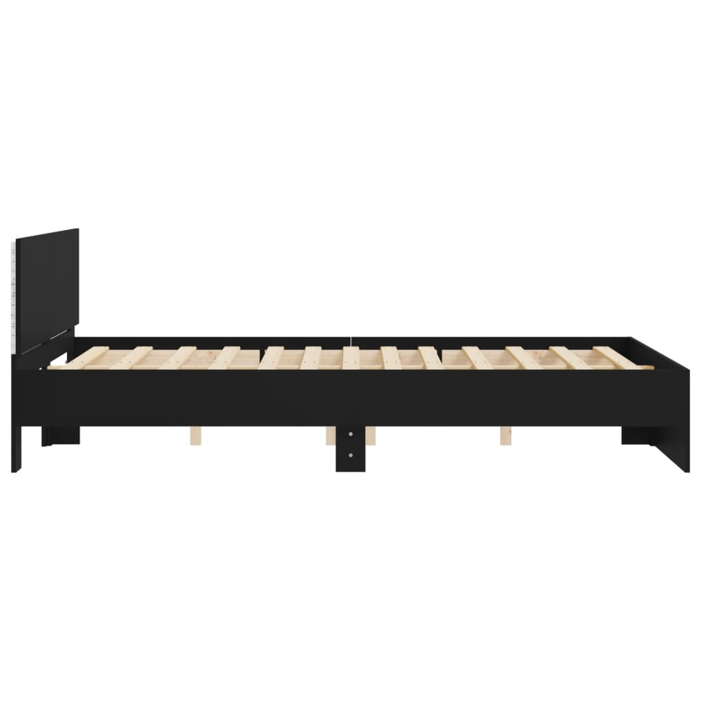 Bed frame with LED without mattress black 160x200 cm