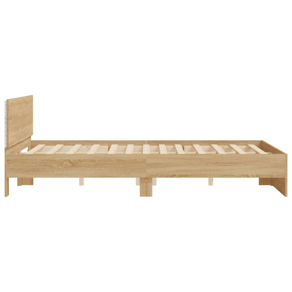 Bed frame with LED without mattress sonoma oak 160x200 cm