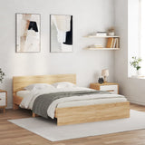 Bed frame with LED without mattress sonoma oak 160x200 cm