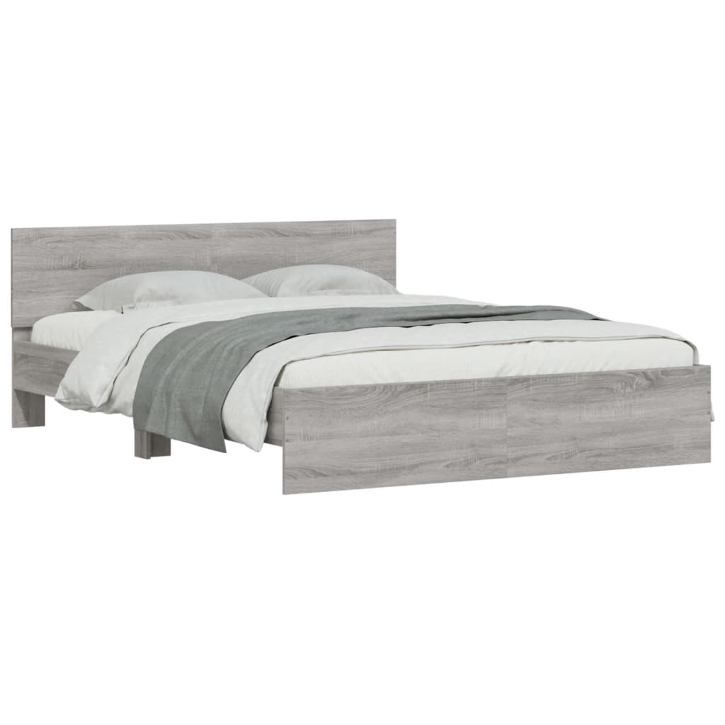 Cadre de lit avec LED sans matelas sonoma gris 160x200 cm