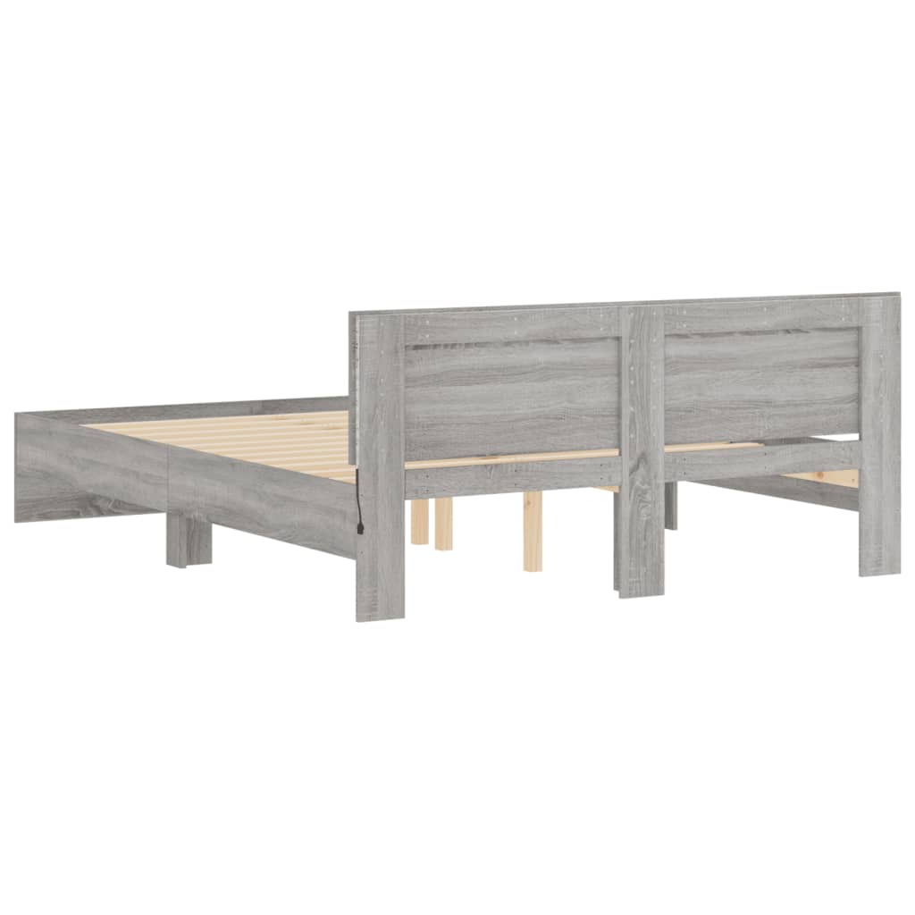 Cadre de lit avec LED sans matelas sonoma gris 160x200 cm