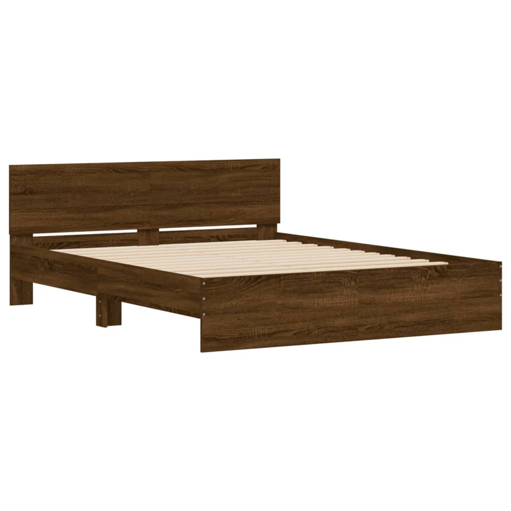 Cadre de lit avec LED sans matelas chêne marron 160x200 cm