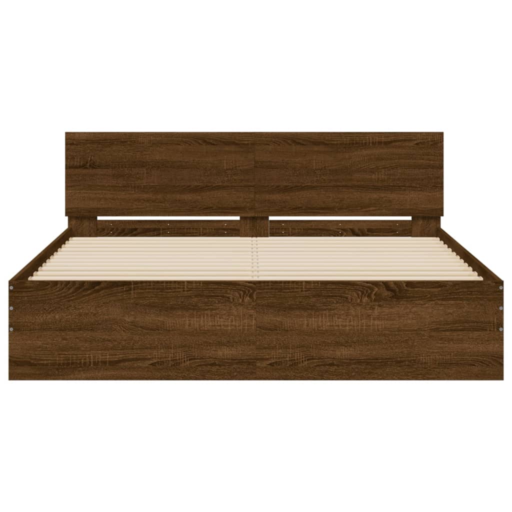 Cadre de lit avec LED sans matelas chêne marron 160x200 cm