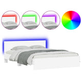 Bed frame with LED without mattress white 150x200 cm