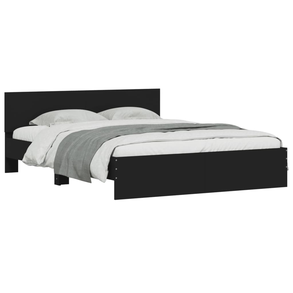 Bed frame with LED without mattress black 150x200 cm