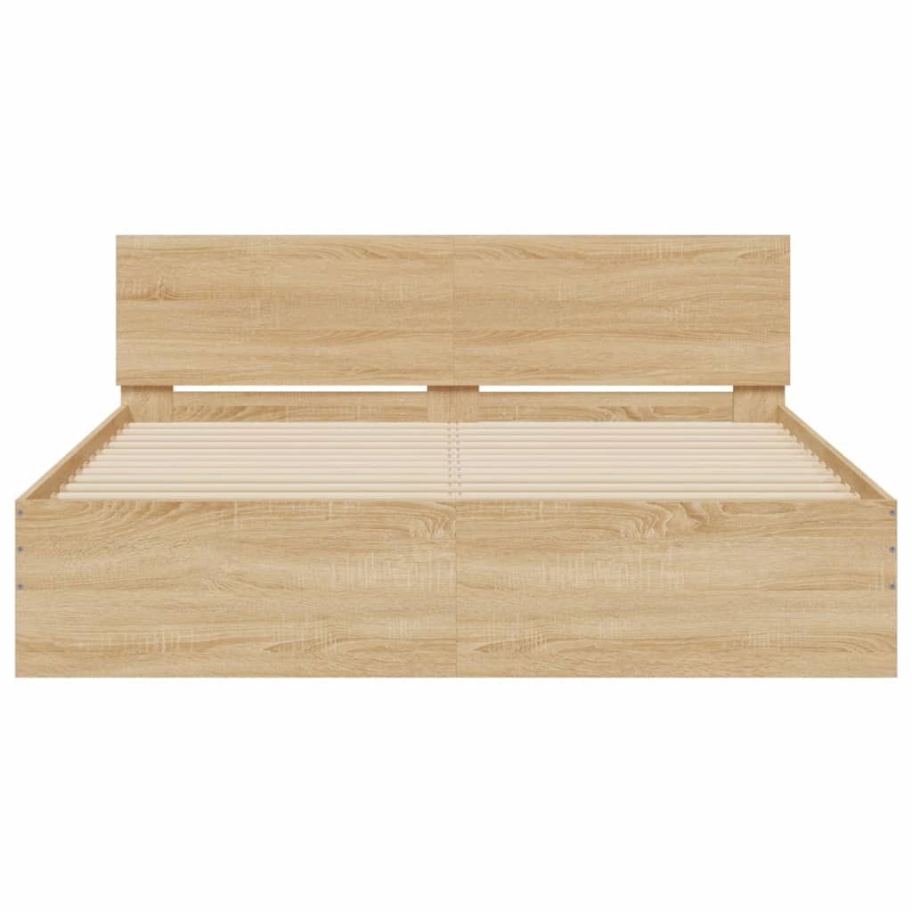 Cadre de lit avec LED sans matelas chêne sonoma 150x200 cm