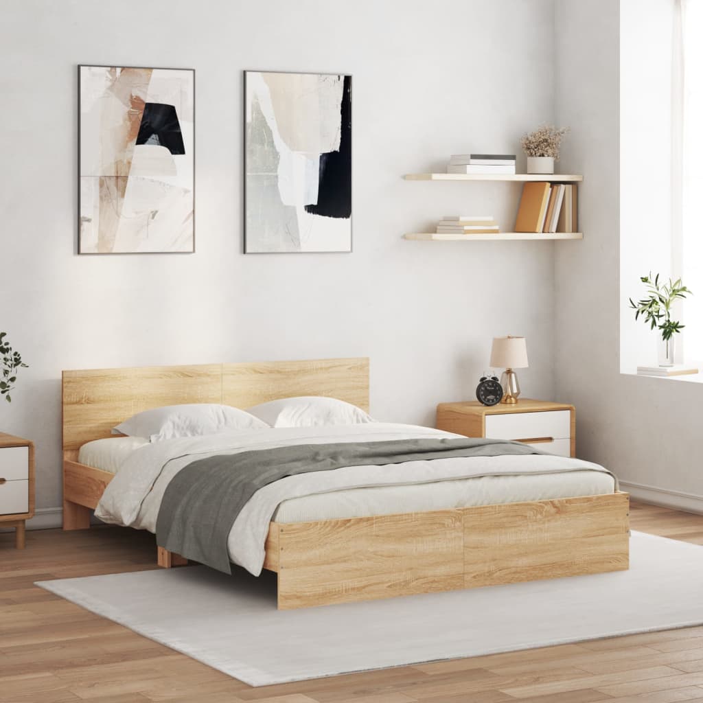 Cadre de lit avec LED sans matelas chêne sonoma 150x200 cm