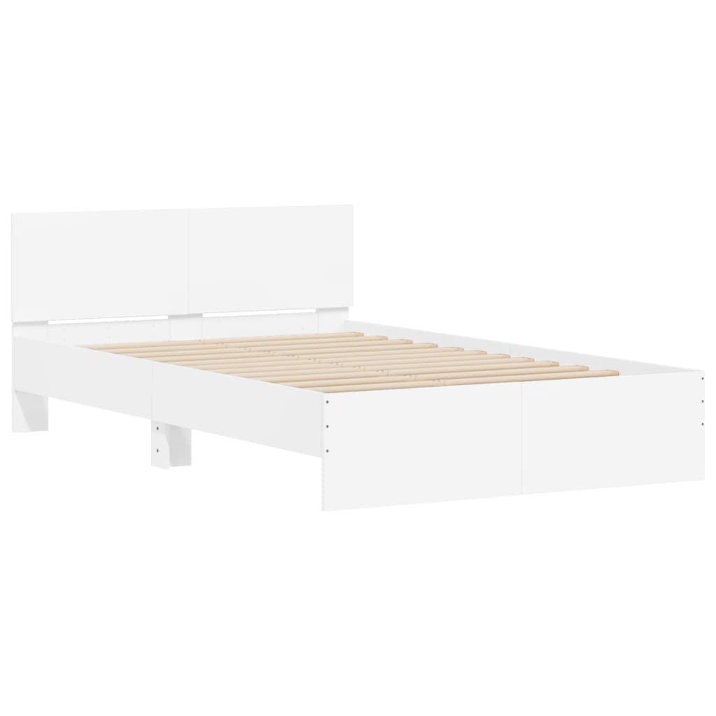 Cadre de lit avec LED sans matelas blanc 135x190 cm