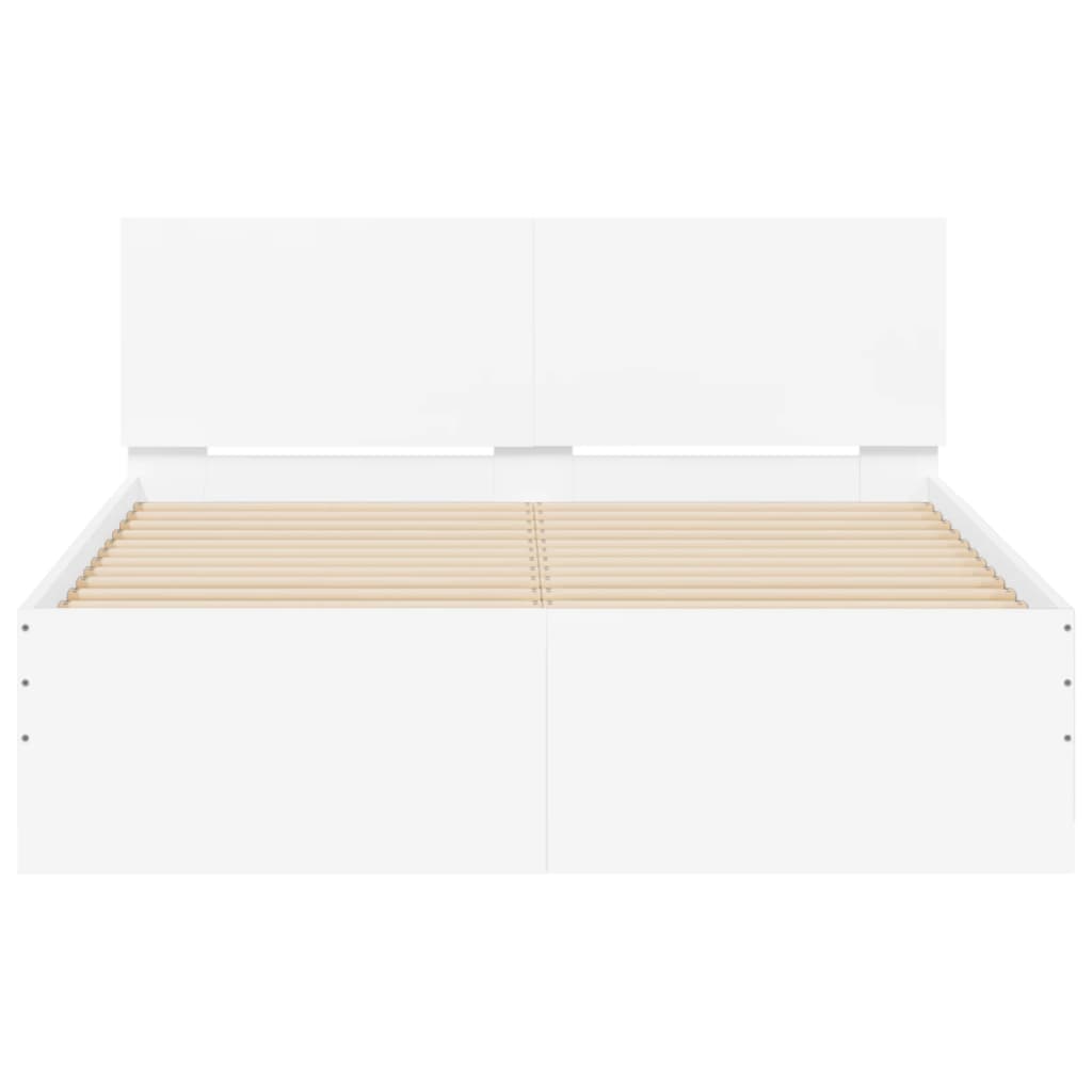 Cadre de lit avec LED sans matelas blanc 135x190 cm