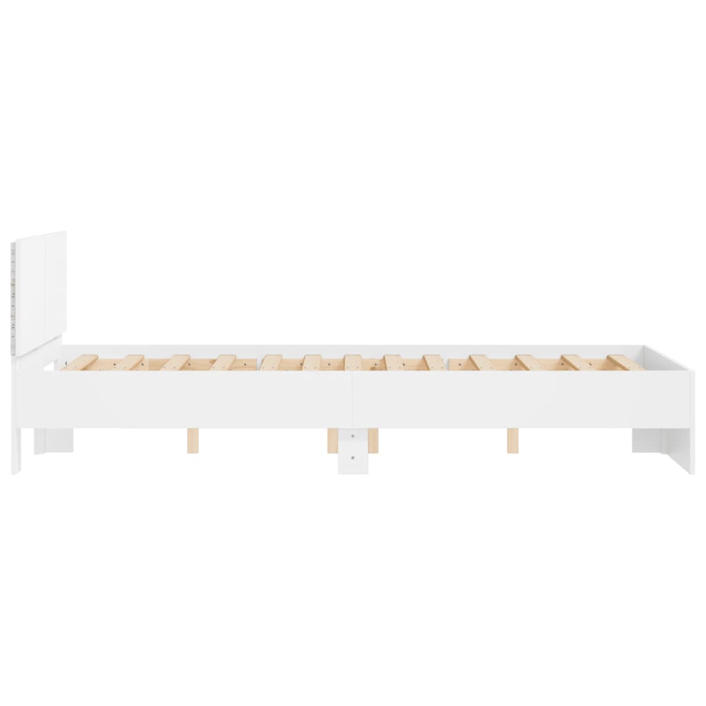 Cadre de lit avec LED sans matelas blanc 135x190 cm