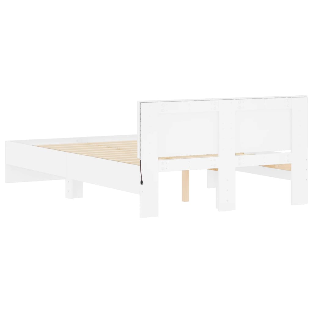 Cadre de lit avec LED sans matelas blanc 135x190 cm