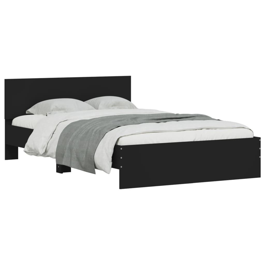 Cadre de lit avec LED sans matelas noir 135x190 cm