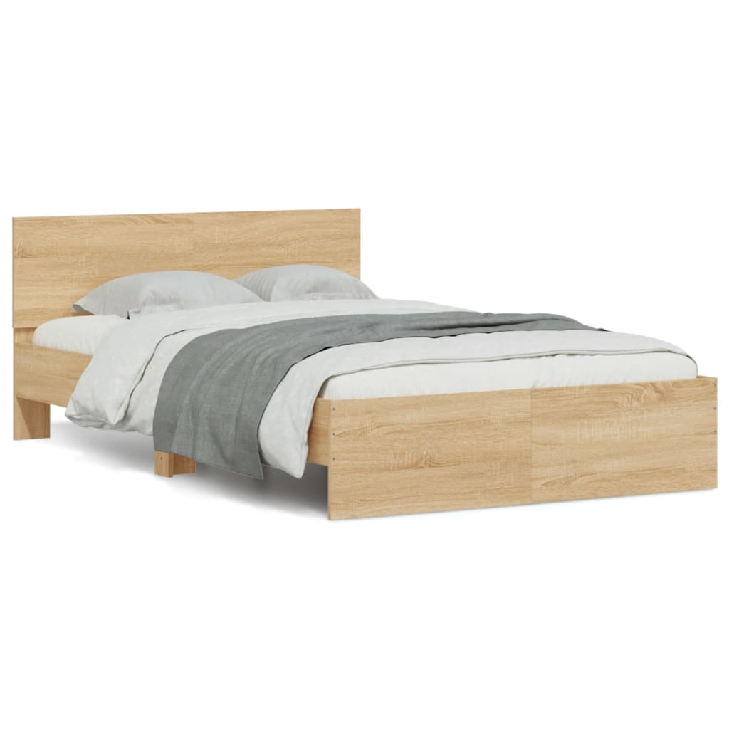 Cadre de lit avec LED sans matelas chêne sonoma 135x190 cm