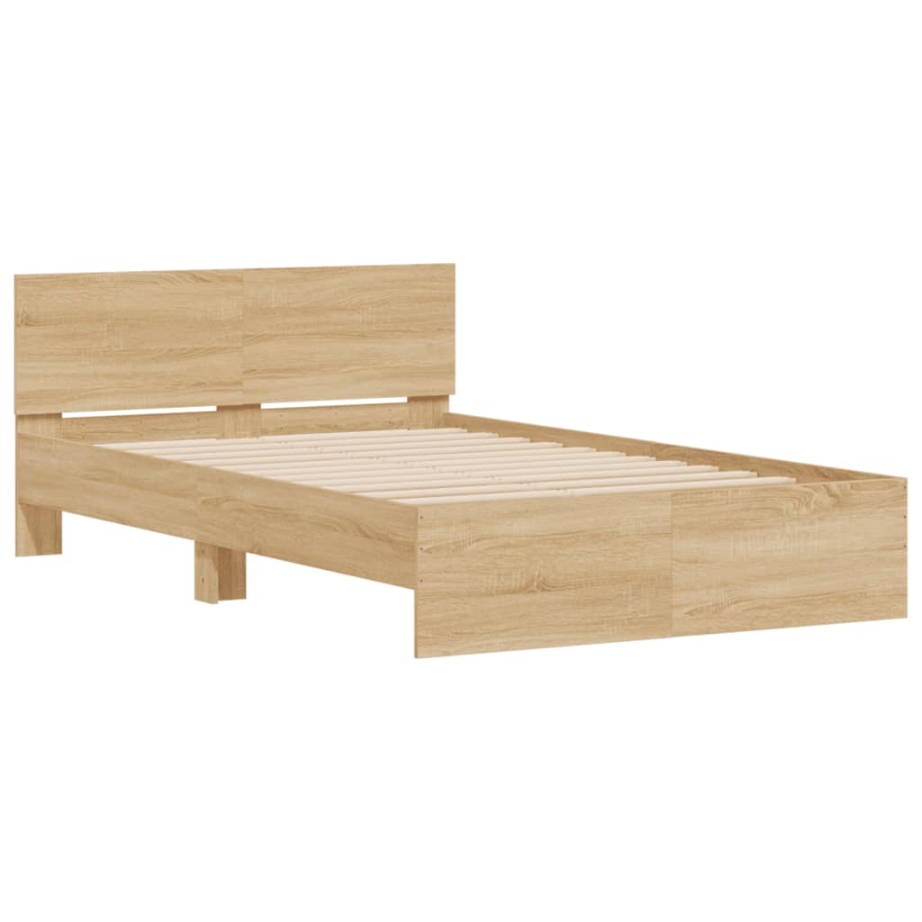 Cadre de lit avec LED sans matelas chêne sonoma 135x190 cm