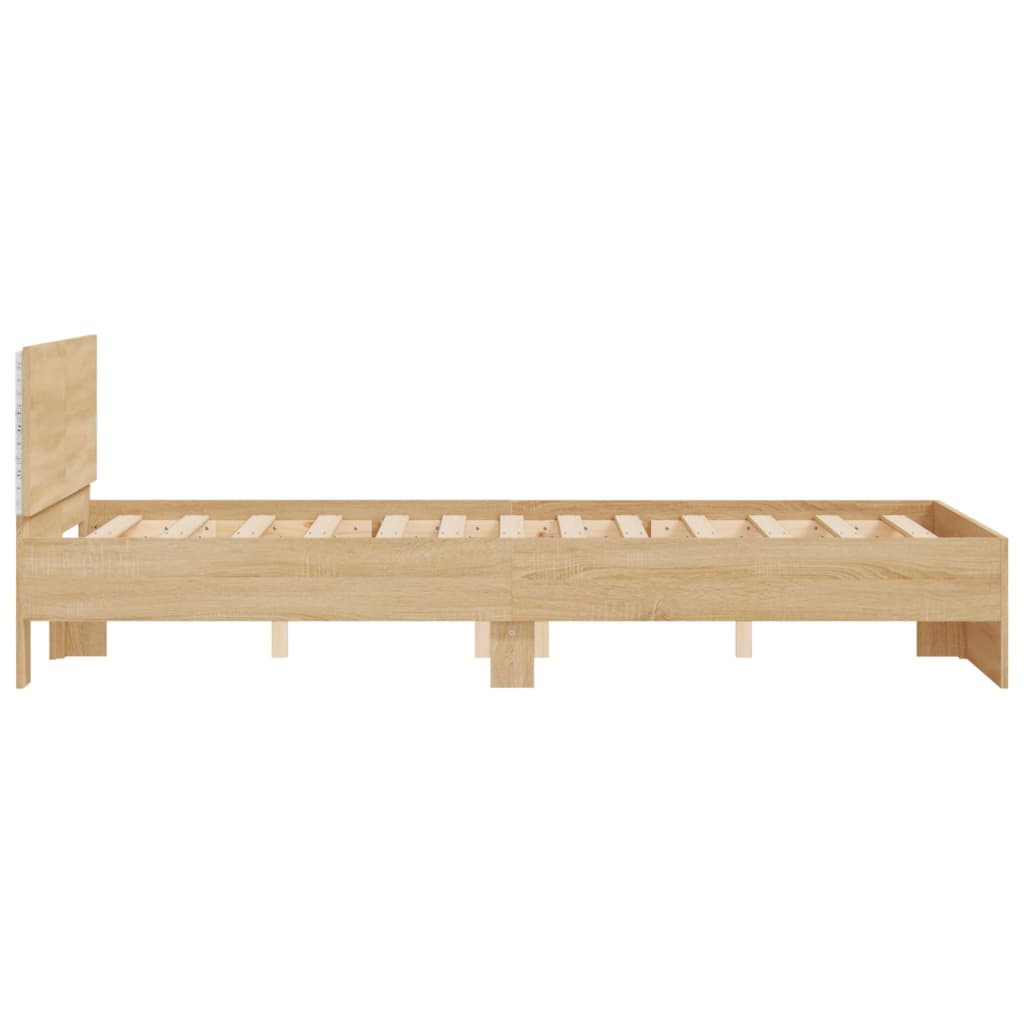 Cadre de lit avec LED sans matelas chêne sonoma 135x190 cm