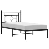 Cadre de lit métal sans matelas avec tête de lit noir 90x200 cm