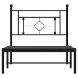 Cadre de lit métal sans matelas avec tête de lit noir 90x200 cm