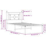 Cadre de lit métal sans matelas avec tête de lit noir 90x200 cm