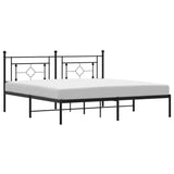 Metal bed frame without mattress and black headboard 180x200 cm