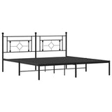 Metal bed frame without mattress and black headboard 180x200 cm