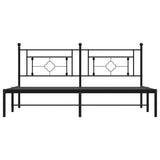 Metal bed frame without mattress and black headboard 180x200 cm