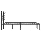 Metal bed frame without mattress and black headboard 180x200 cm