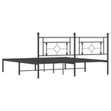 Metal bed frame without mattress and black headboard 180x200 cm