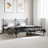 Metal bed frame without mattress and black headboard 180x200 cm