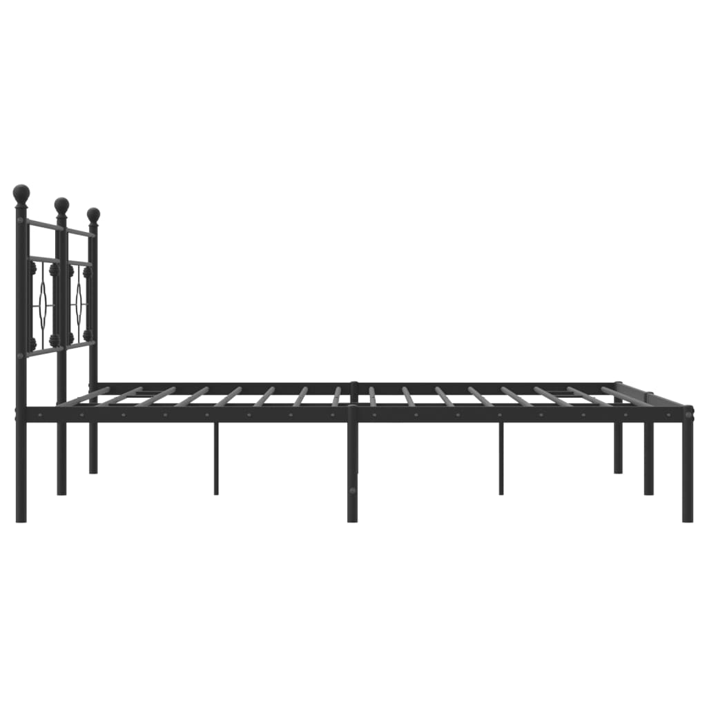 Cadre de lit métal sans matelas avec tête de lit noir 200x200cm