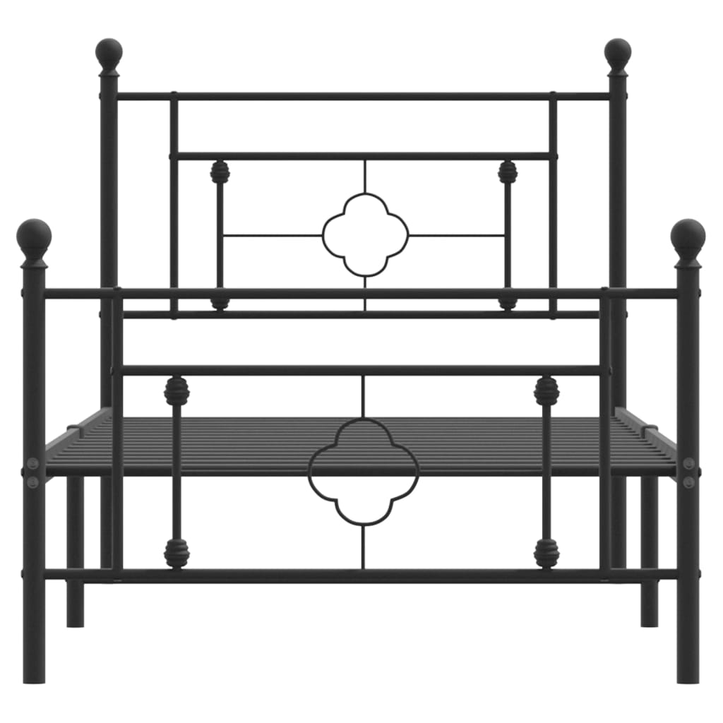 Cadre de lit métal sans matelas avec pied de lit noir 90x200 cm