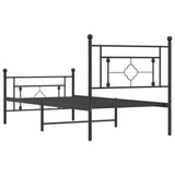 Cadre de lit métal sans matelas avec pied de lit noir 90x200 cm