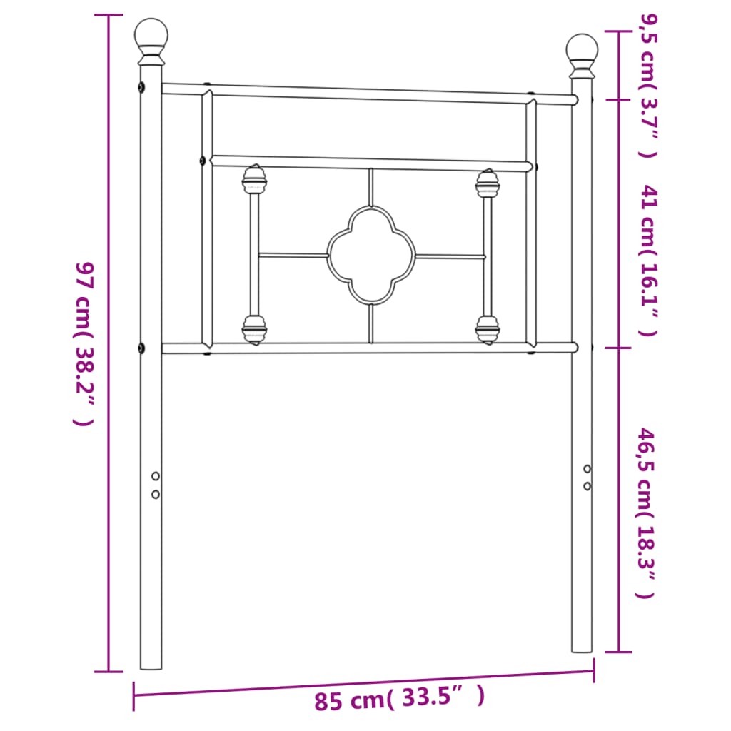 Tête de lit métal noir 80 cm