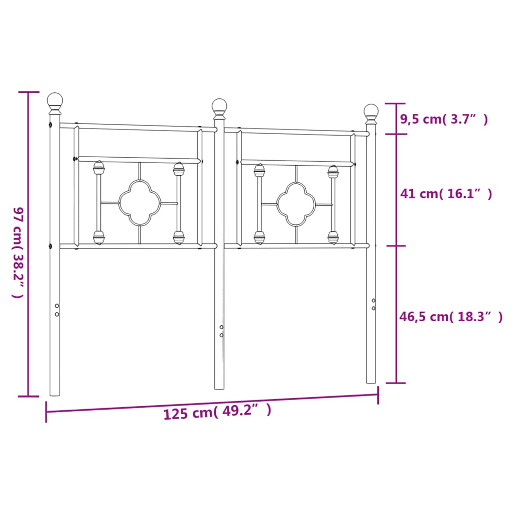 Tête de lit métal noir 120 cm