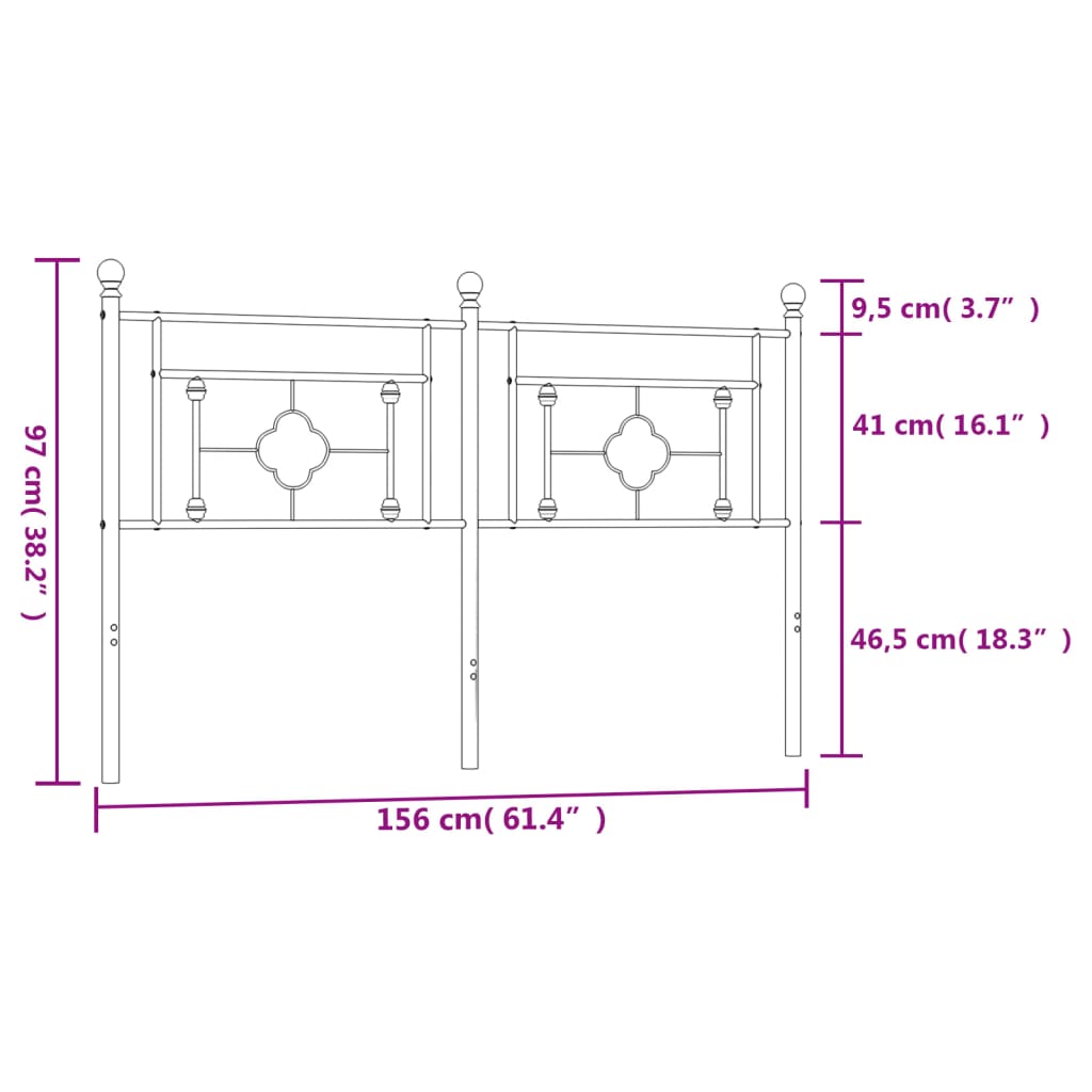 Tête de lit métal noir 150 cm