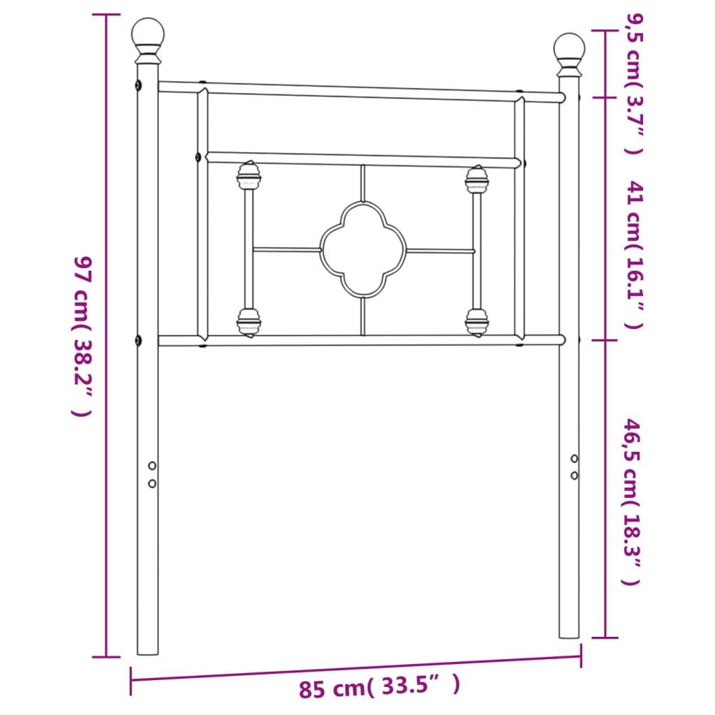 Tête de lit métal blanc 80 cm