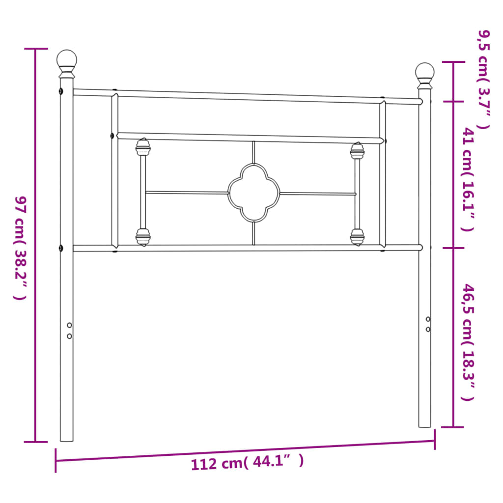 Tête de lit métal blanc 100 cm