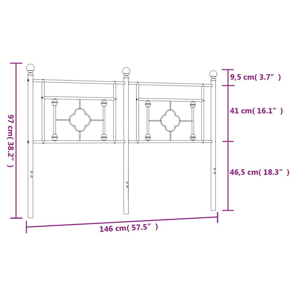 Tête de lit métal blanc 140 cm