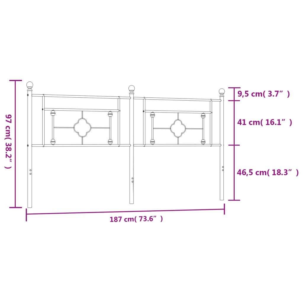 Tête de lit métal blanc 180 cm