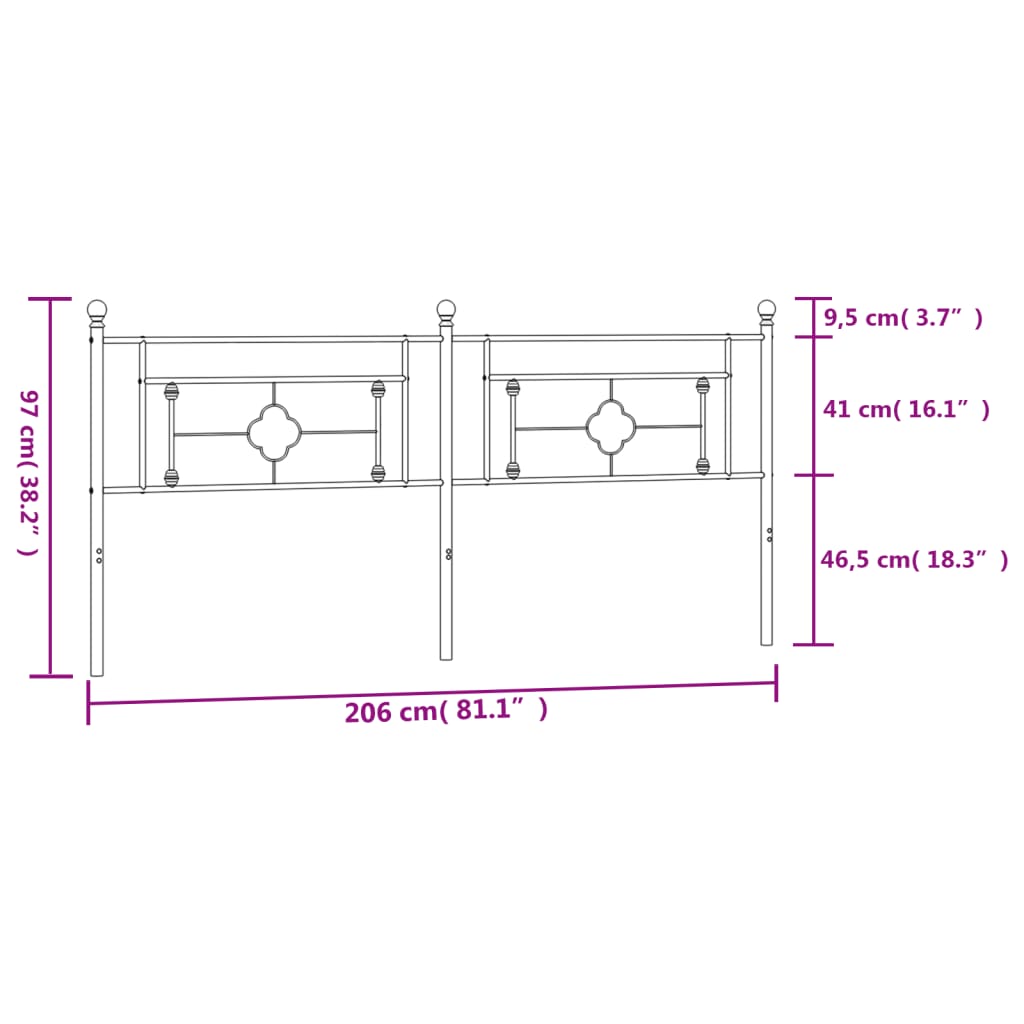 Tête de lit métal blanc 200 cm