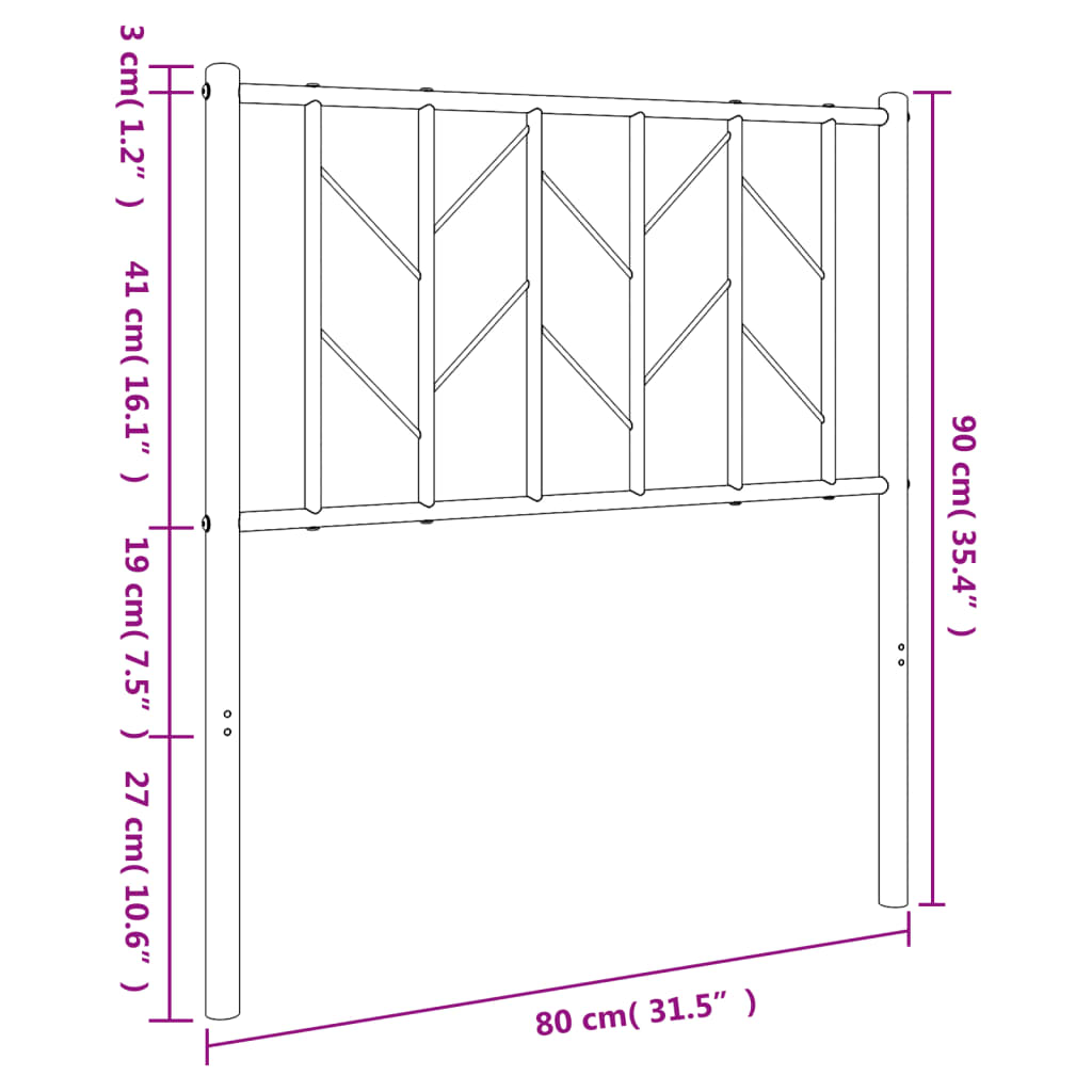 Tête de lit métal noir 75 cm