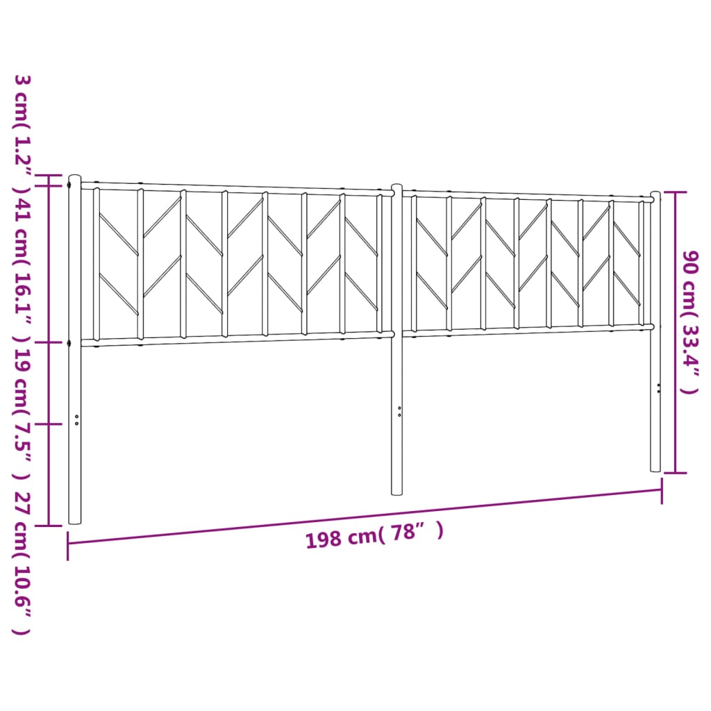 Tête de lit métal noir 193 cm