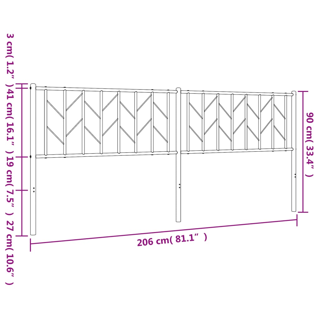 Tête de lit métal noir 200 cm