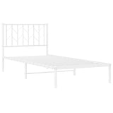 Cadre de lit métal sans matelas avec tête de lit blanc 90x200cm