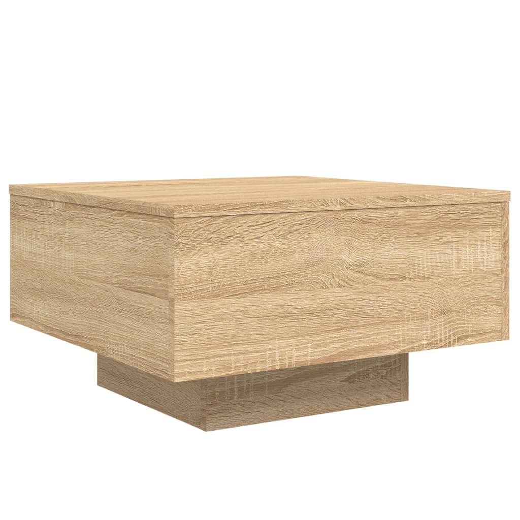 Table basse avec lumières LED chêne sonoma 55x55x31 cm